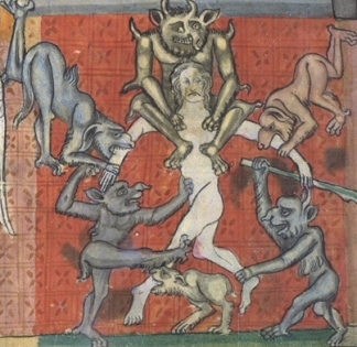 naked woman afflicted by demons